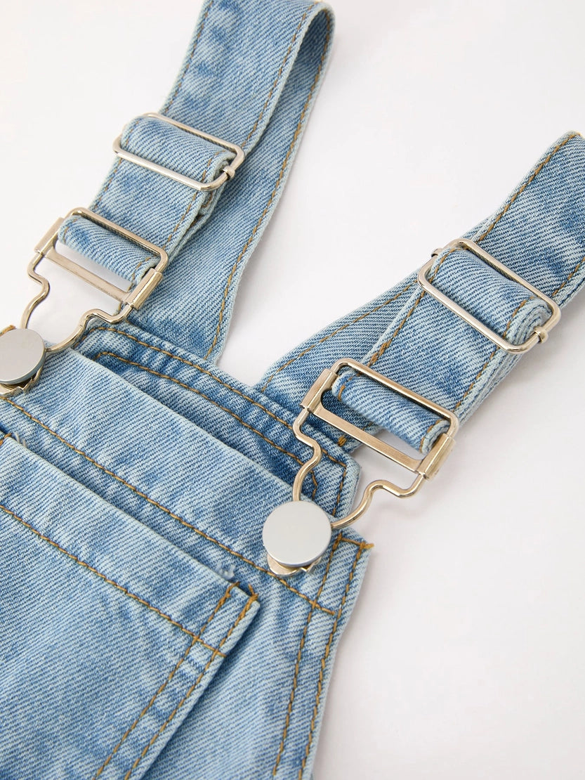 (PREORDER) Bow Denim Girl Overalls Wide Leg Jumpsuit (Arrival End of July)
