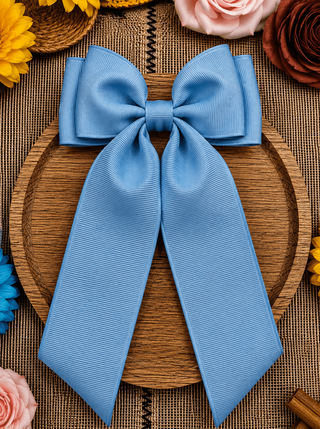 Double Looped Long Tail Boutique Hair Bow | Girls Grosgrain Hair Bow (9/8/26)