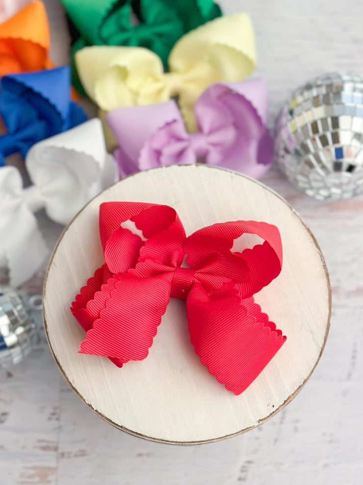 Scalloped Hair Bows - Alligator Clip - 5.5" Girls