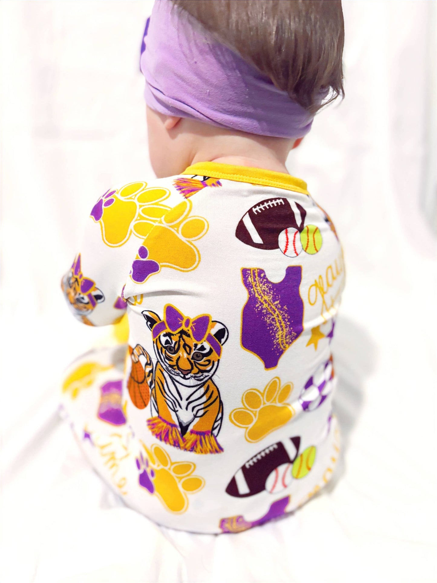 Geaux Time Girl Convertible Footie Romper : Bamboo Pajamas