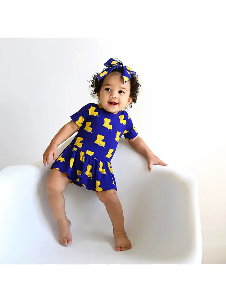 Bamboo Kids Girl Baby Toddler Clothing Tutu Louisiana Purple & Gold