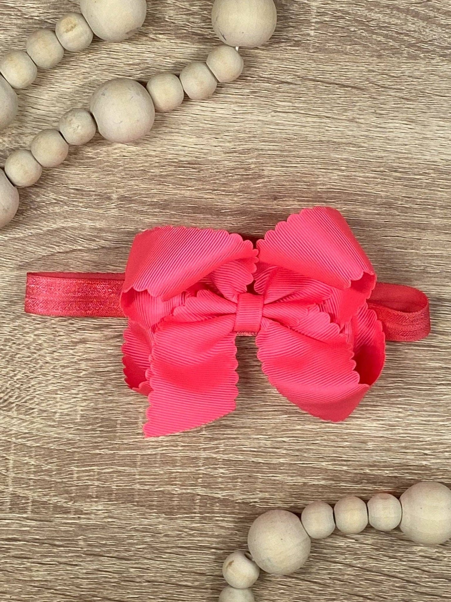 4.5" Classic Scalloped Hair Bow | Clip or Headband