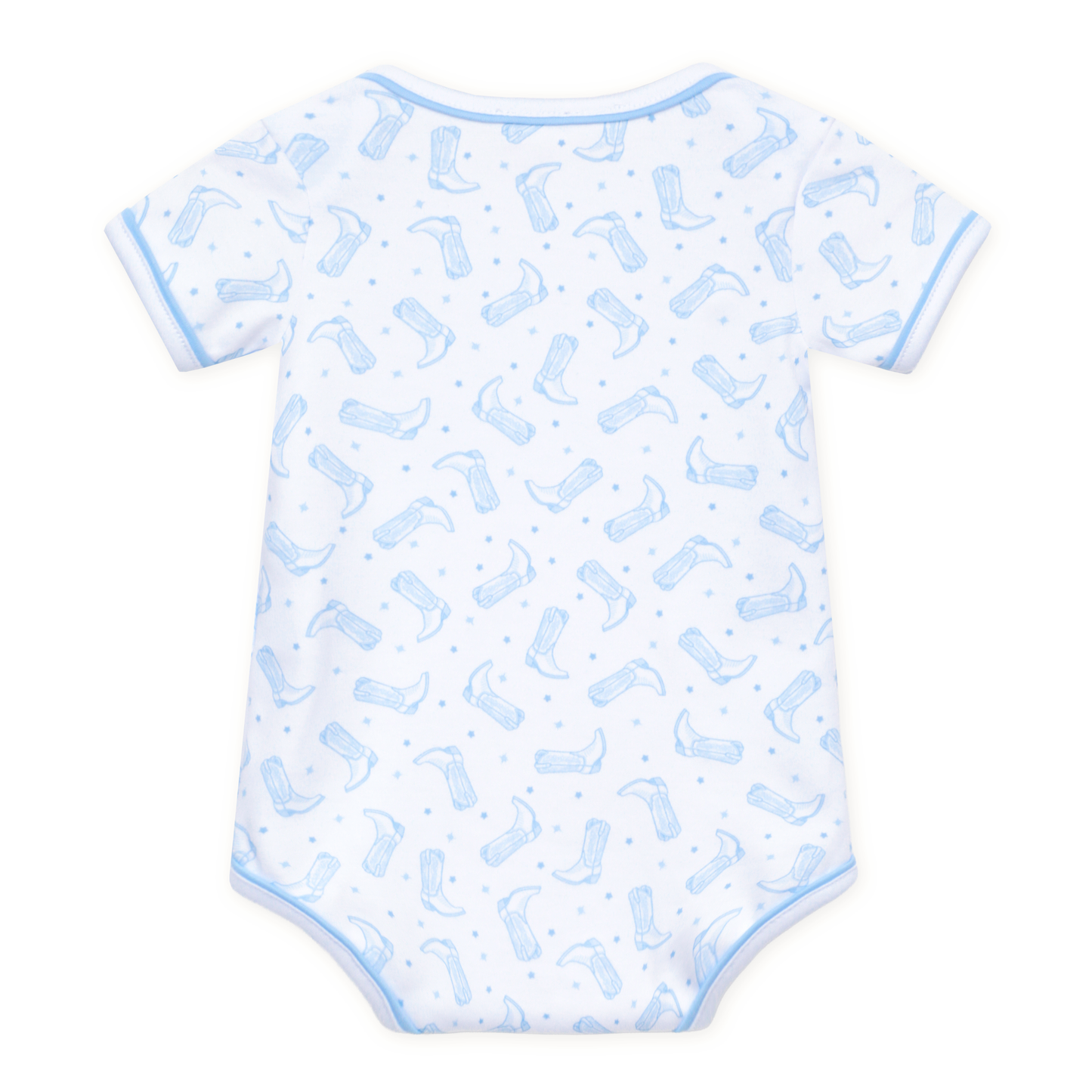 Darling Cowboy Boots Print Bodysuit - Light Blue