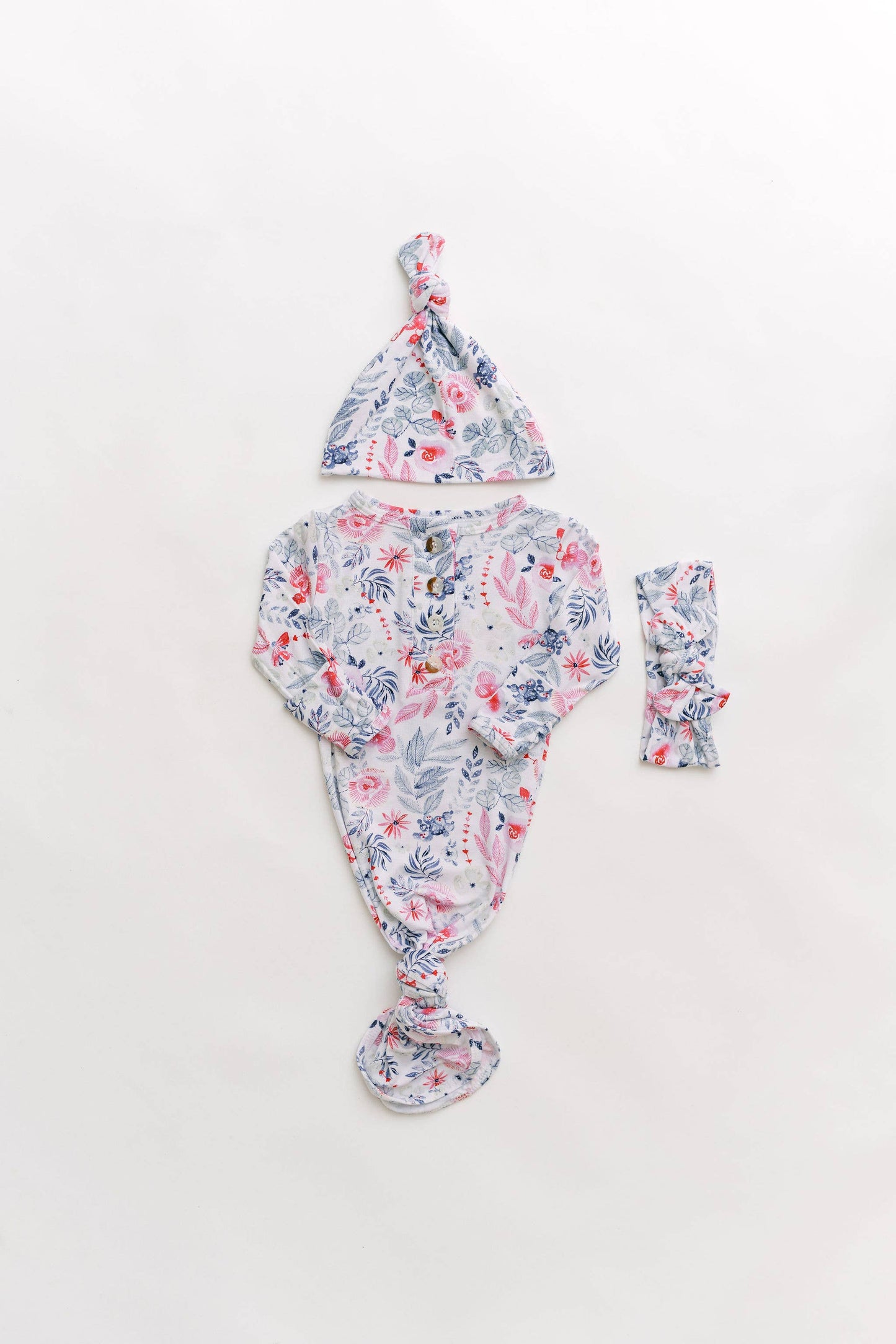 Newborn Knotted Baby Gown and Hat Set - Baby Clothes - Crew