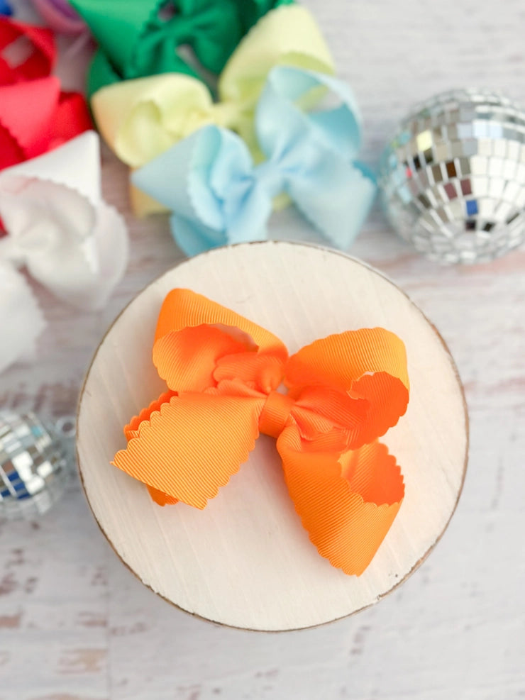 Scalloped Hair Bows - Alligator Clip - 5.5" Girls