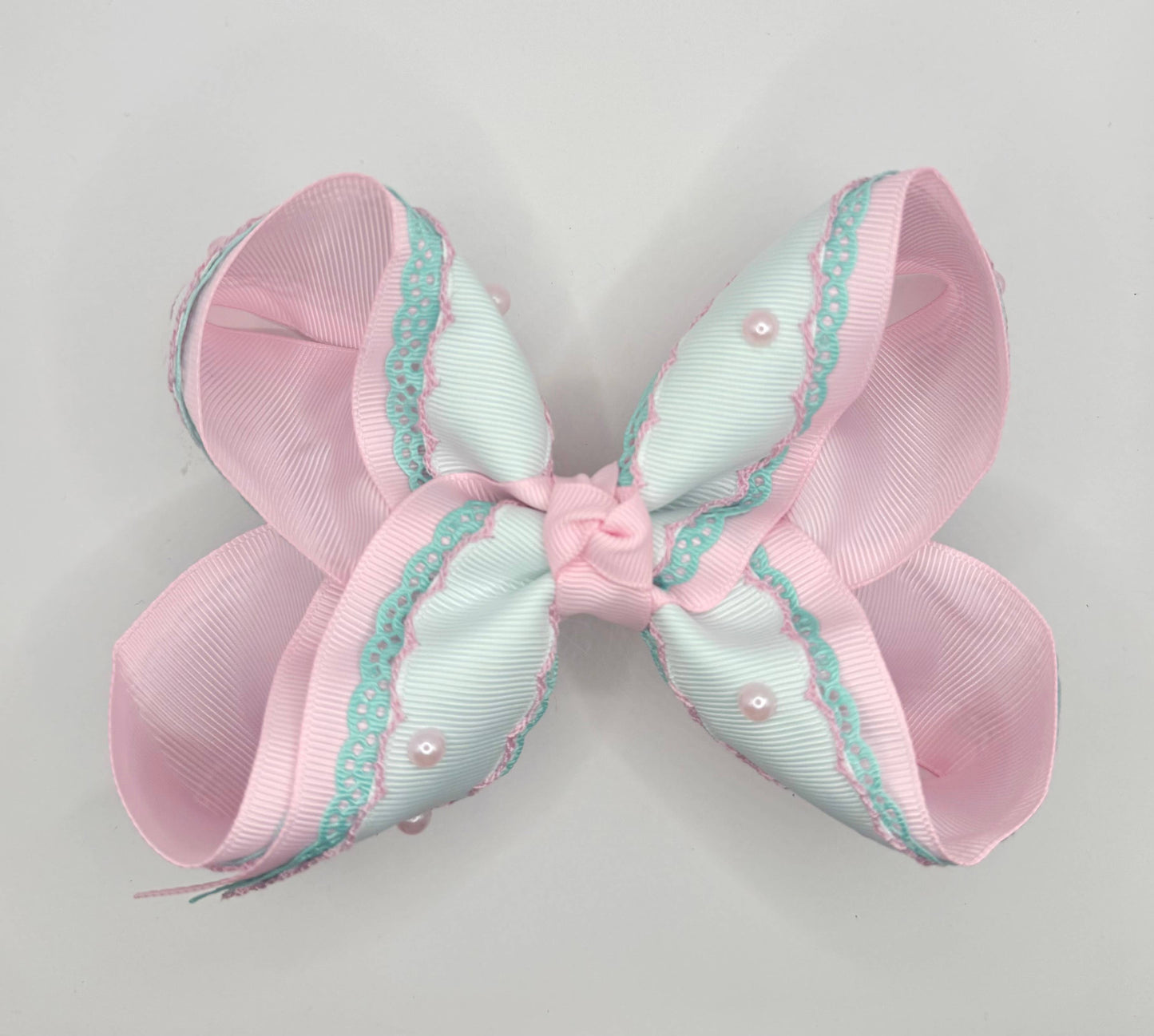 Pink & Teal Pearl Bow