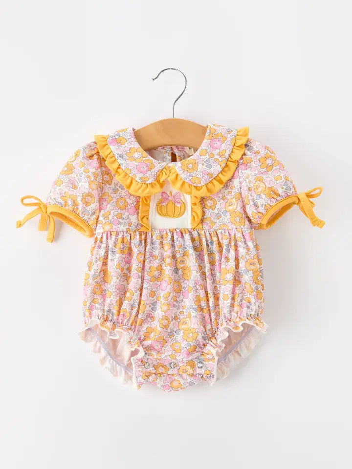 (PRESALE) Pumpkin Floral Baby Bubble Romper (ETA: End of July)