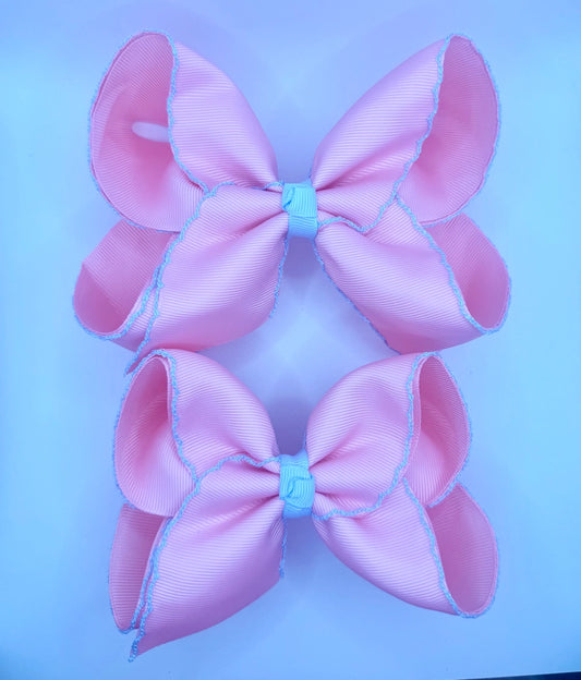 Pink & Blue Moonstitch Bow