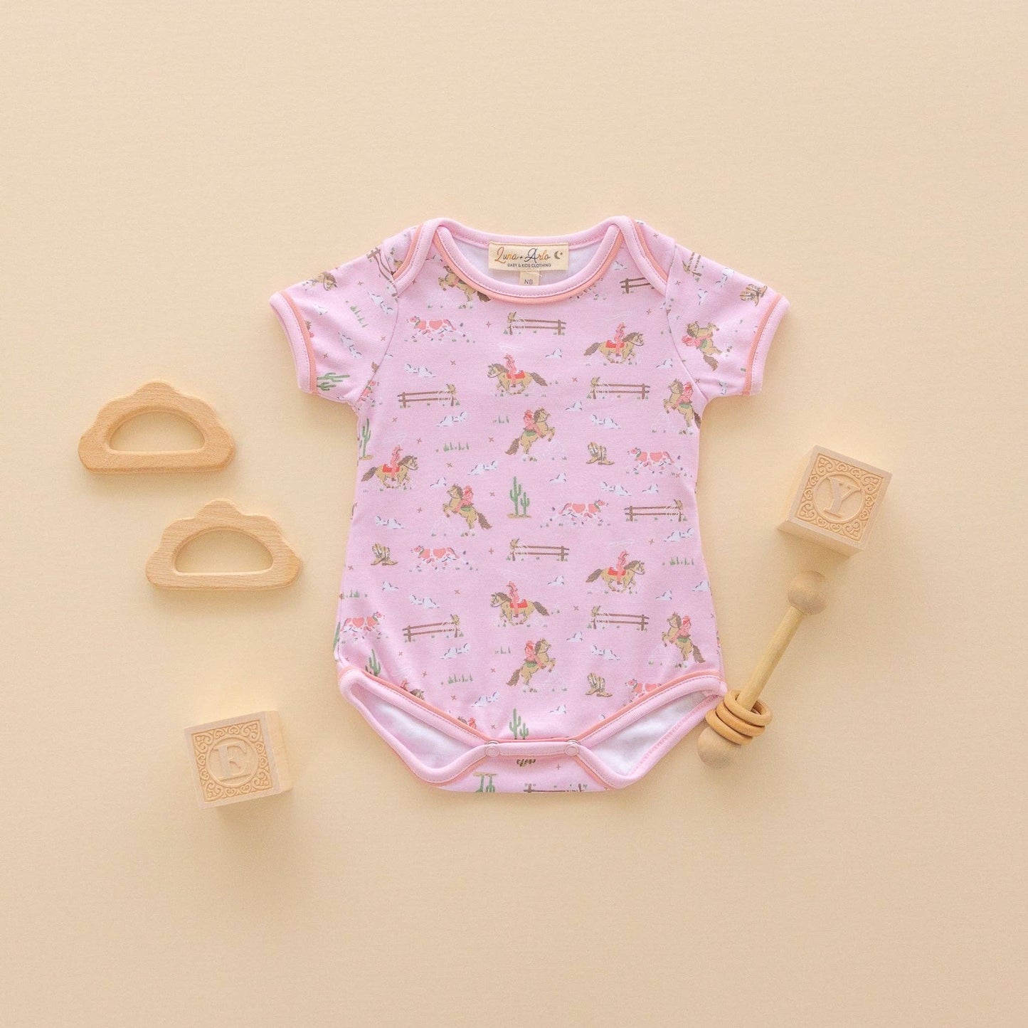 Little Wranglers Lap Bodysuit - Dusty Rose