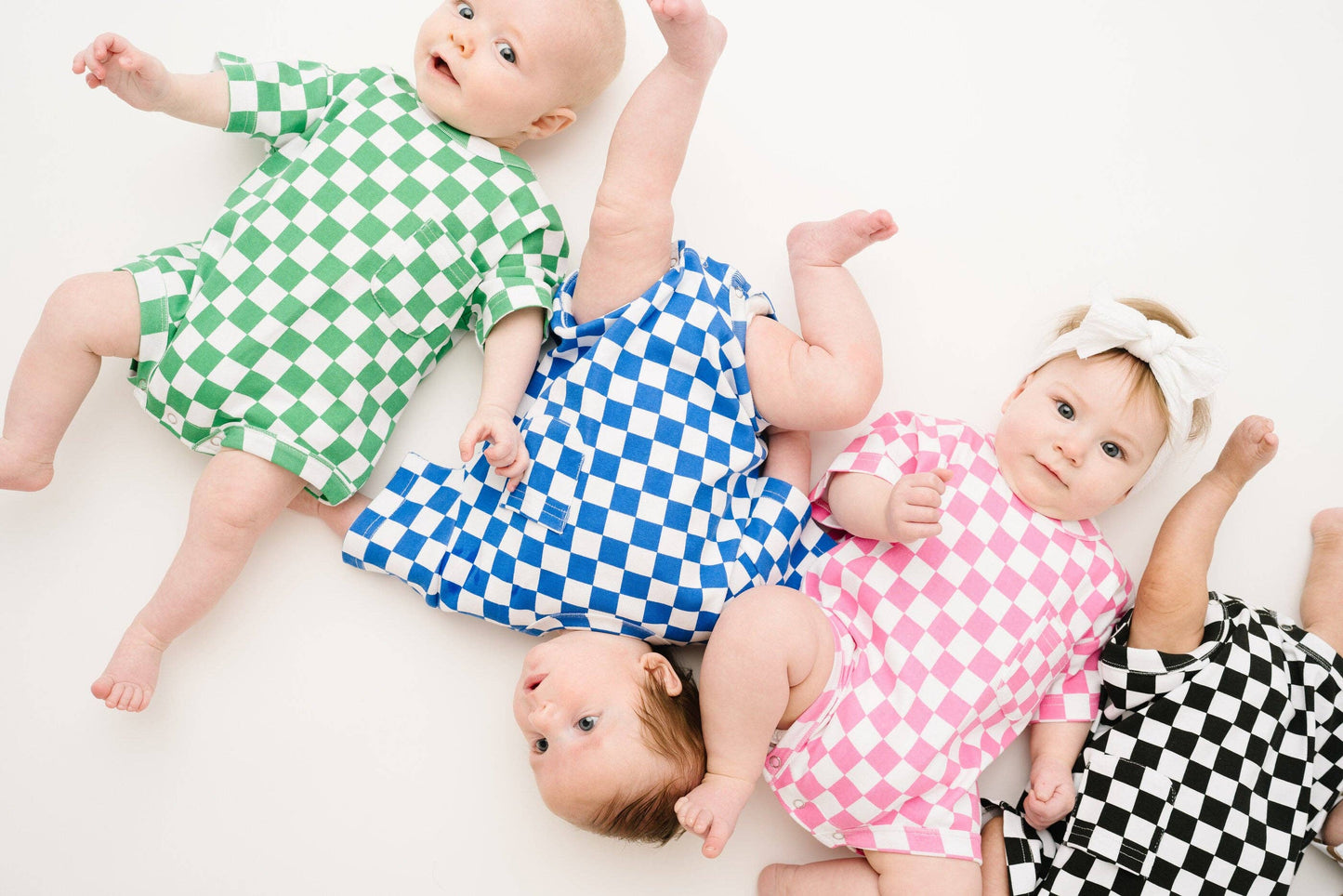 Pink Checkered Pocket Romper
