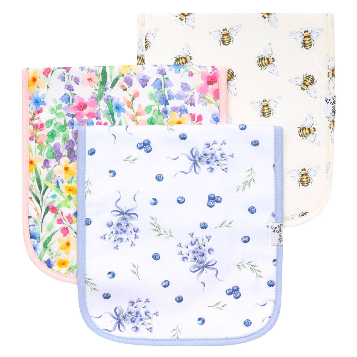 3 Pack Premium Burp Cloths - Catherine