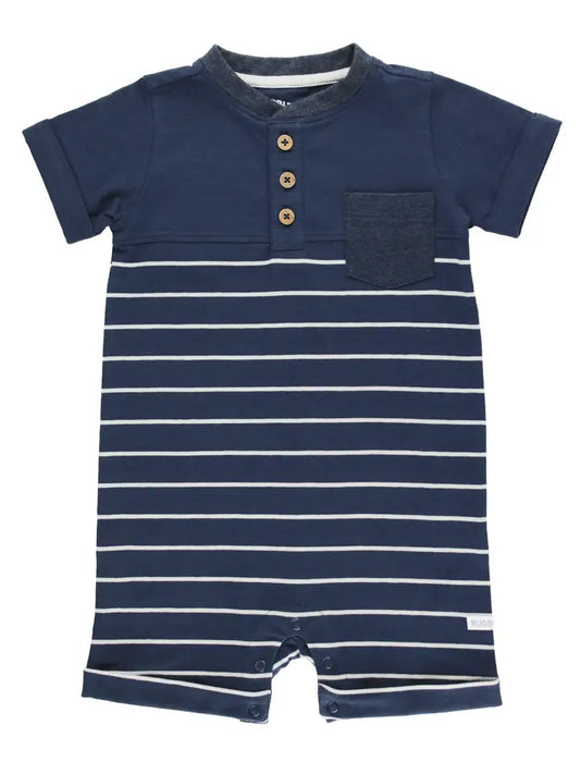 Navy and Gray Stripe Henley Romper