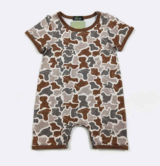Distressed Camo Boy Romper