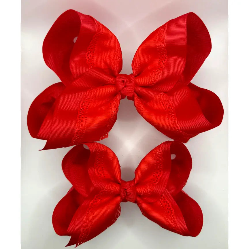 Red Eyelet Bow 6"