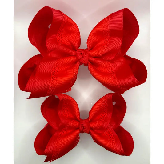 Red Eyelet Bow 6"