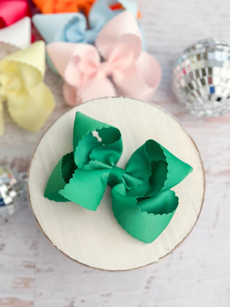Scalloped Hair Bows - Alligator Clip - 5.5" Girls