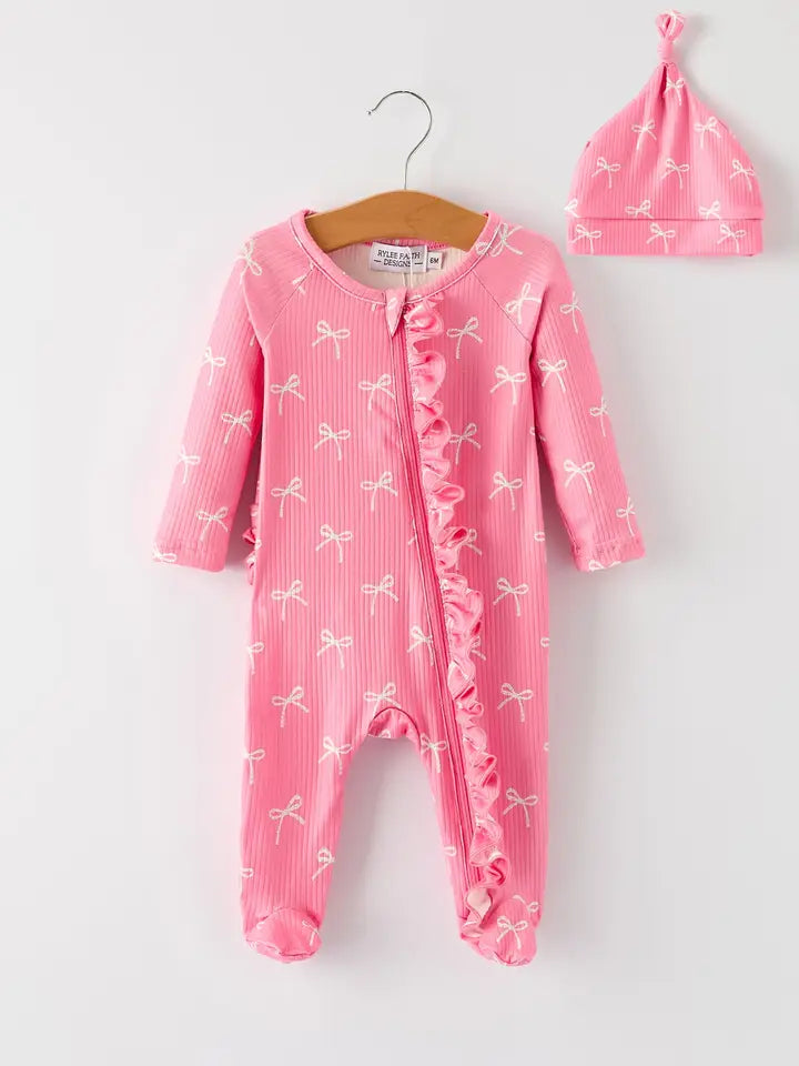 Sweetheart Bows Zip-Up Sleeper