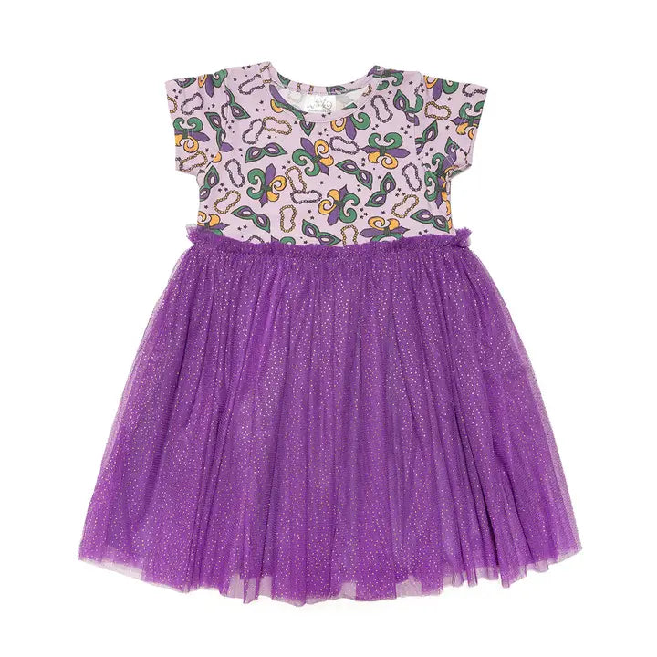 Mardi Gras Short Sleeve Tutu Dress