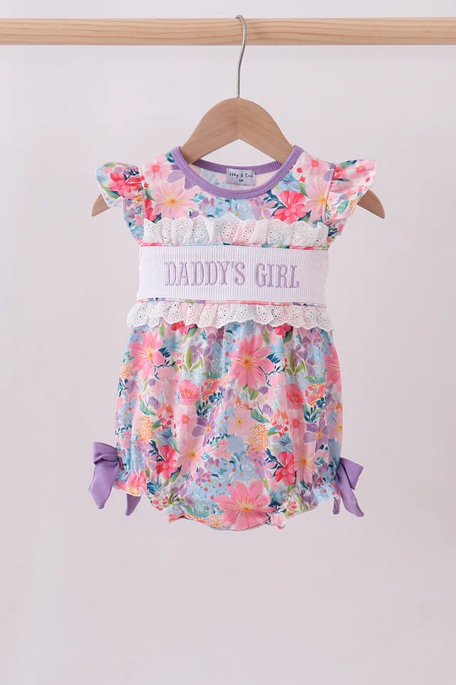 Purple Floral Daddy's Girl Bubble