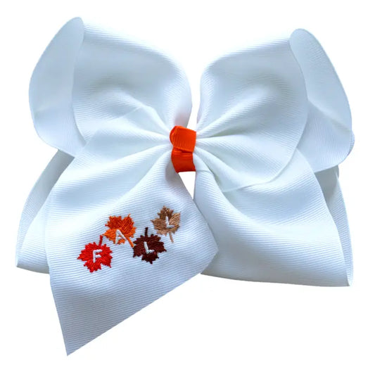 Fall Leaves Embroidered Bow