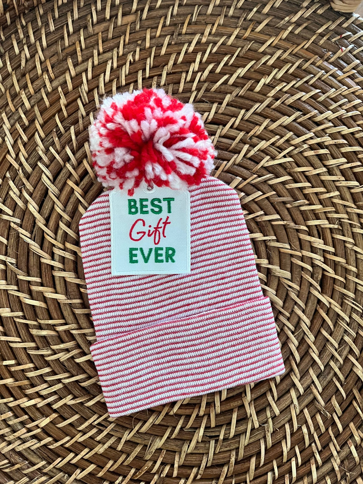 Ilybean Striped BEST GIFT EVER TAG Newborn Christmas Hat