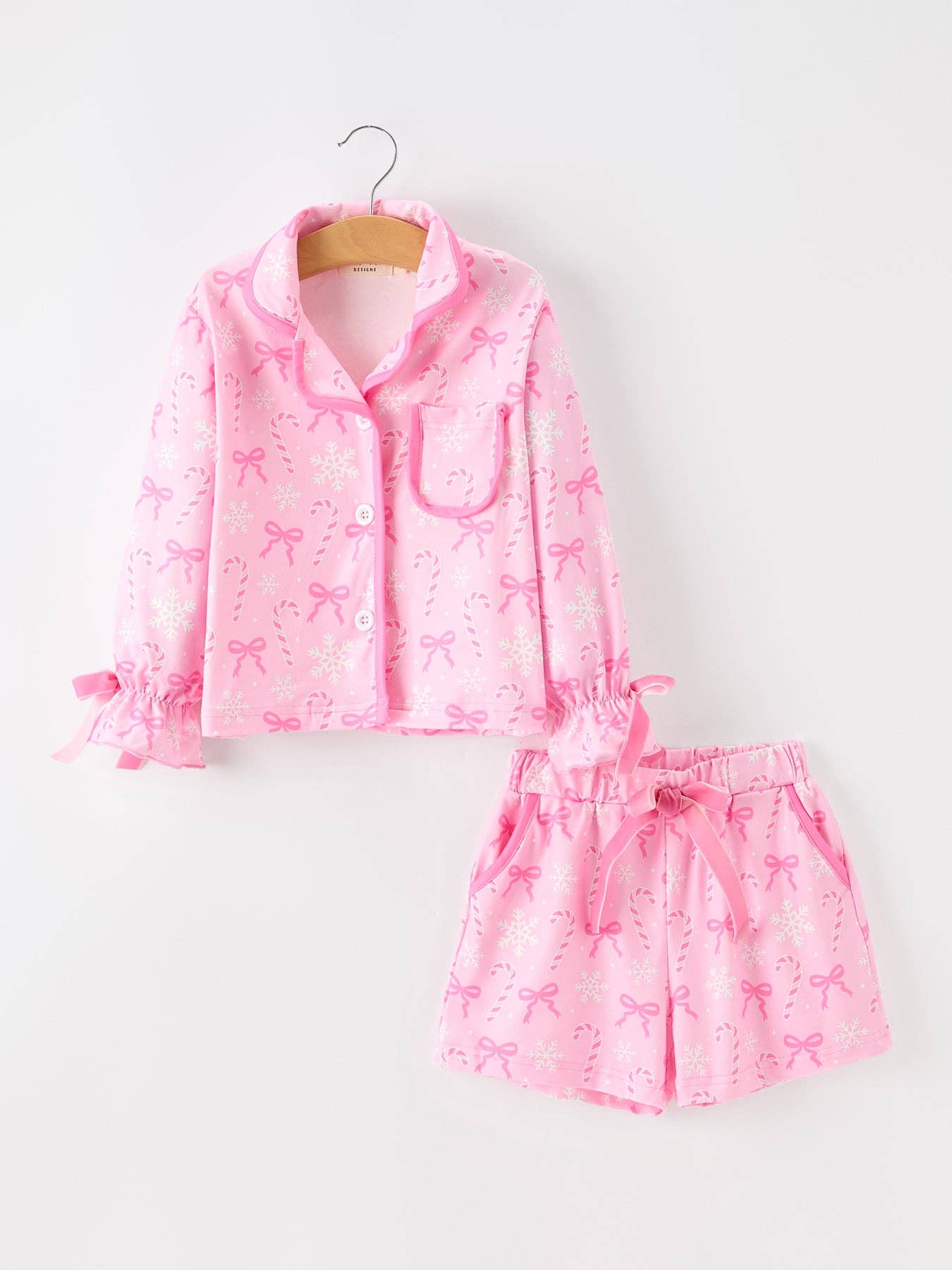 PREORDER: Mommy and Me Pink Christmas Candy Cane Print Pajama Set (ETA: Early October)