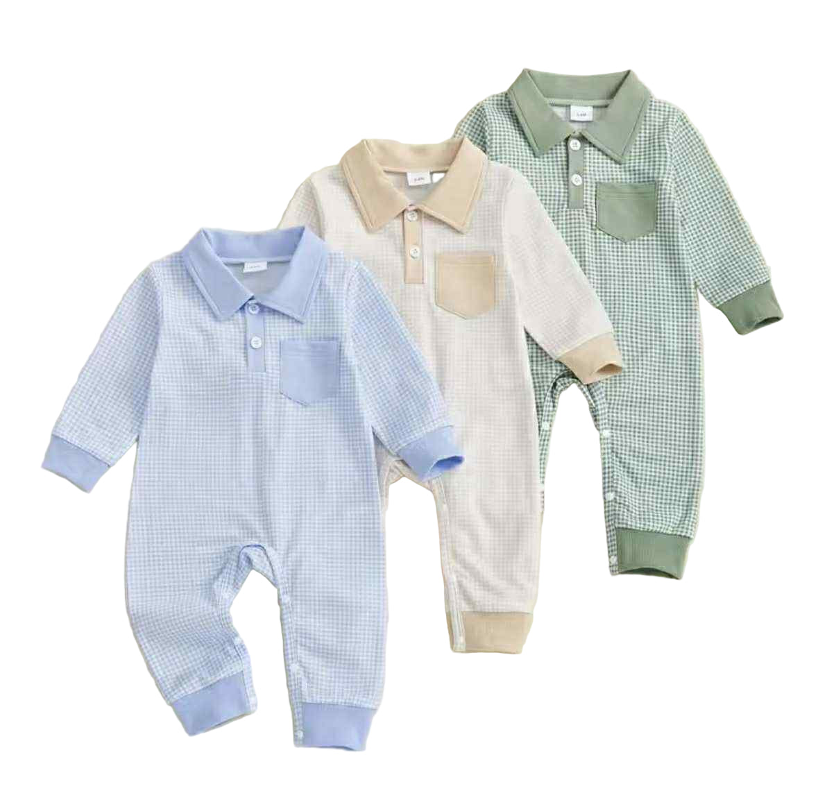 Little Gentleman Gingham Romper - Blue