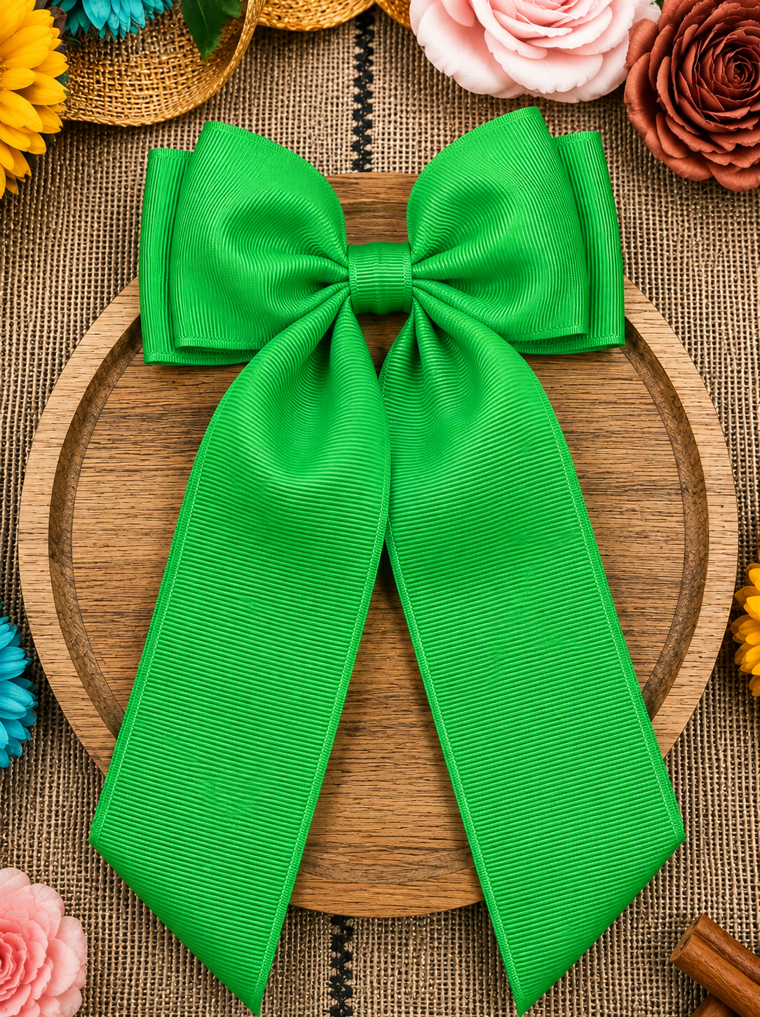 Double Looped Long Tail Boutique Hair Bow | Girls Grosgrain Hair Bow (9/8/26)