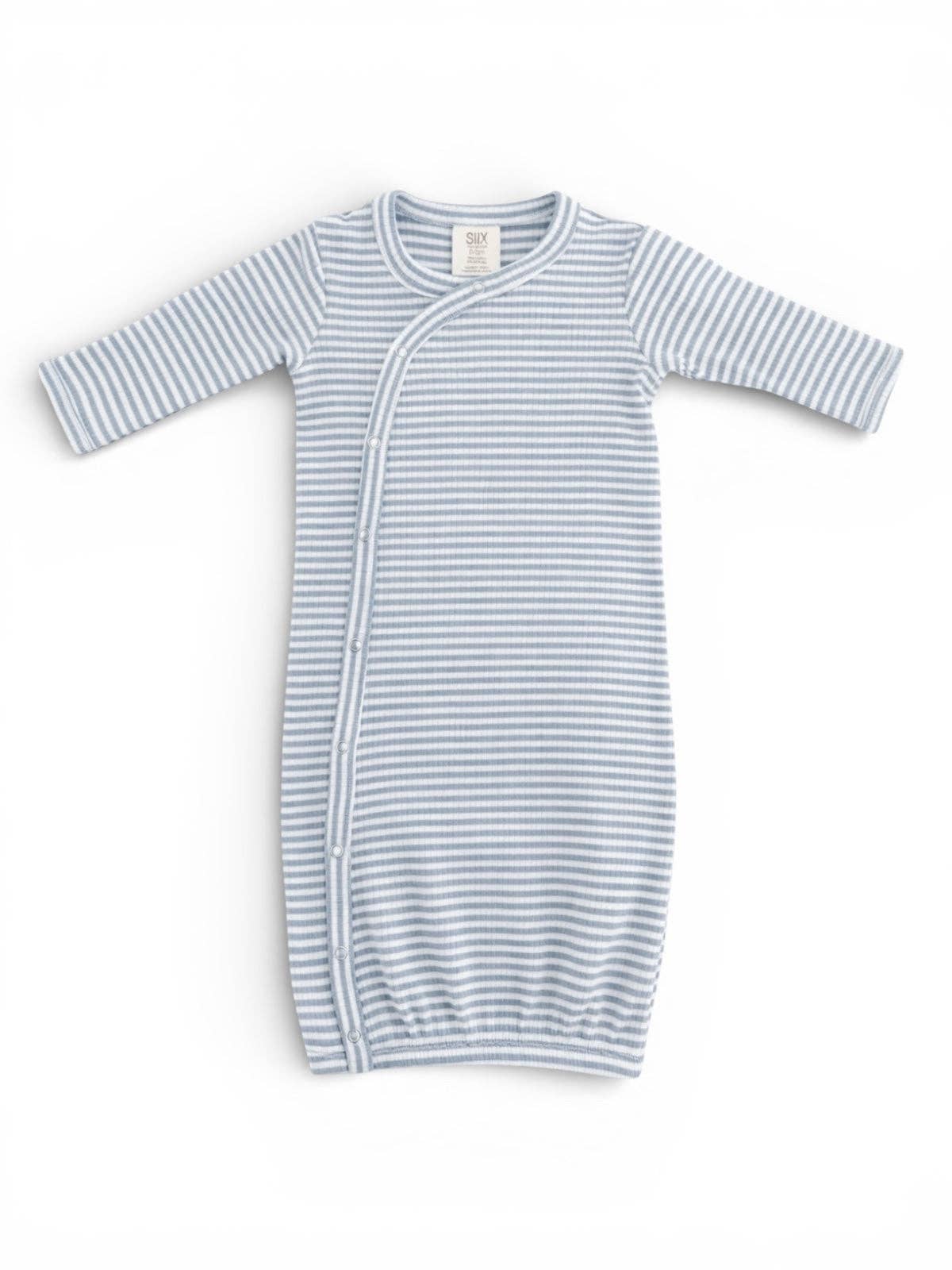 Dusty Blue Stripe / Ribbed Gown