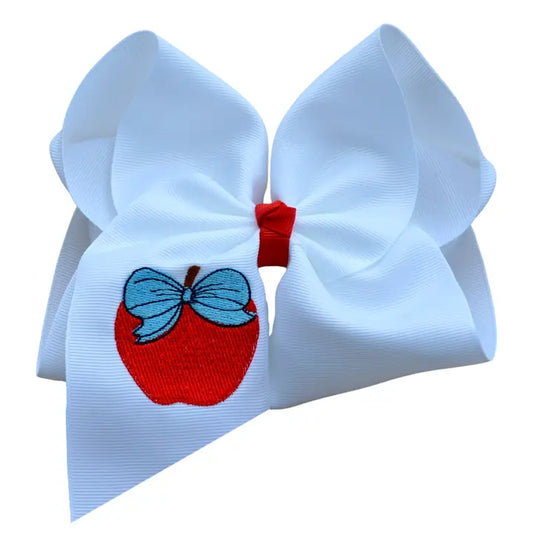 Apple of My Eye Embroidered Bow
