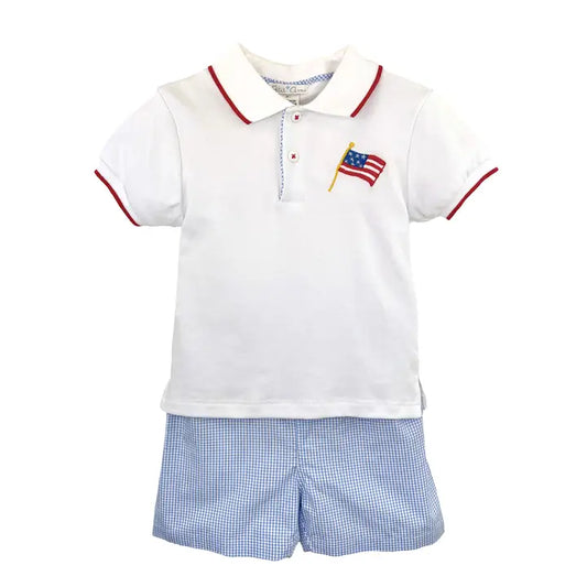 American Flag Embroidered Boy Set