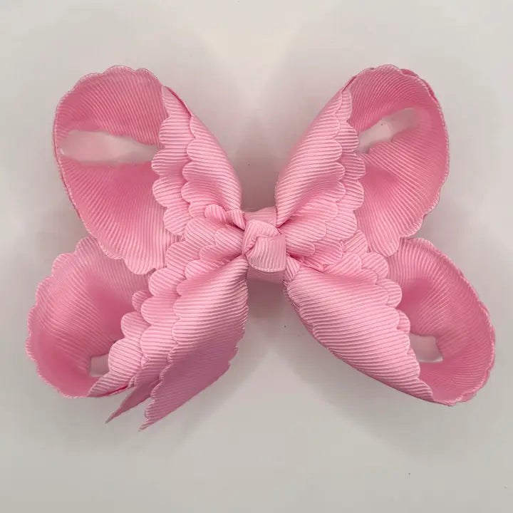 Bubble Gum Pink Scallop Bow - 4"
