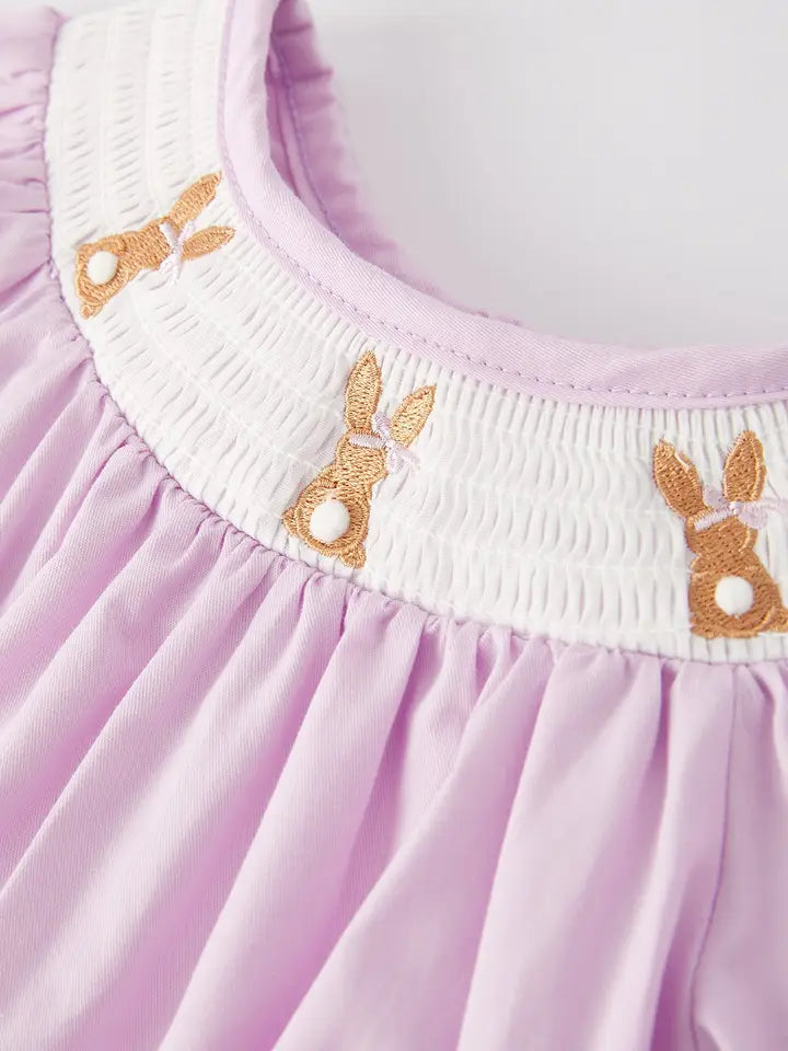 Purple Lace Cuff Easter Bunny Romper