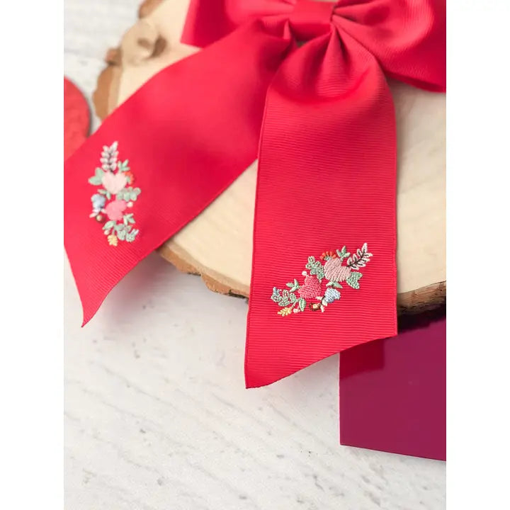 Valentine's Embroidered Long Tail Bow