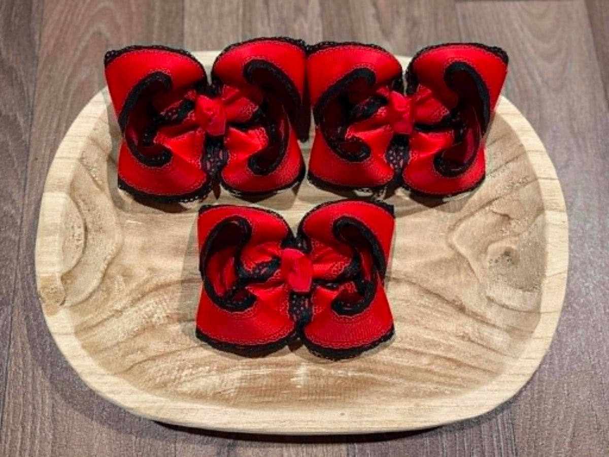 Red/Black Lace Custom Bow