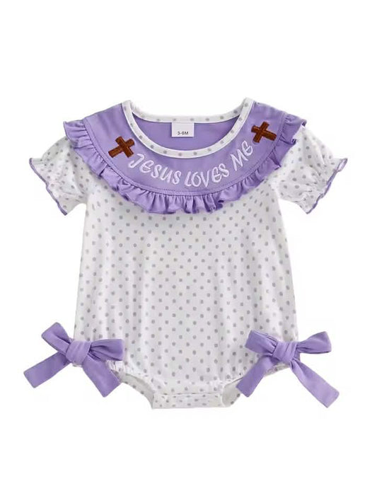 Purple Jesus Loves Me Romper