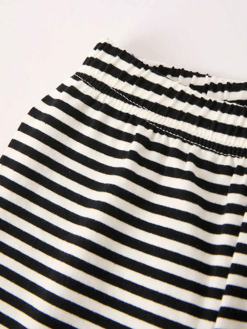 BLack Cat Striped Pant Set
