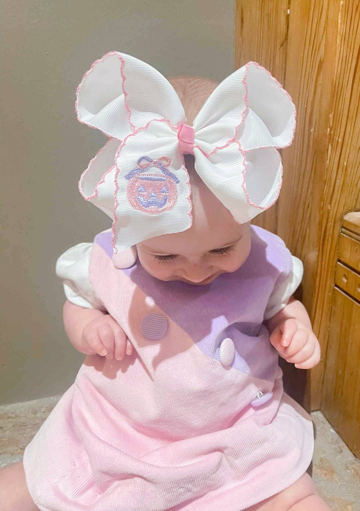 Jack-O- Lantern Halloween Bucket Hair Bow