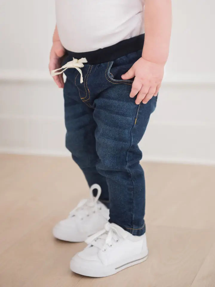 Boys Medium Wash Denim Stretch Denim Pull-On Jeans (Ruggedbutts)
