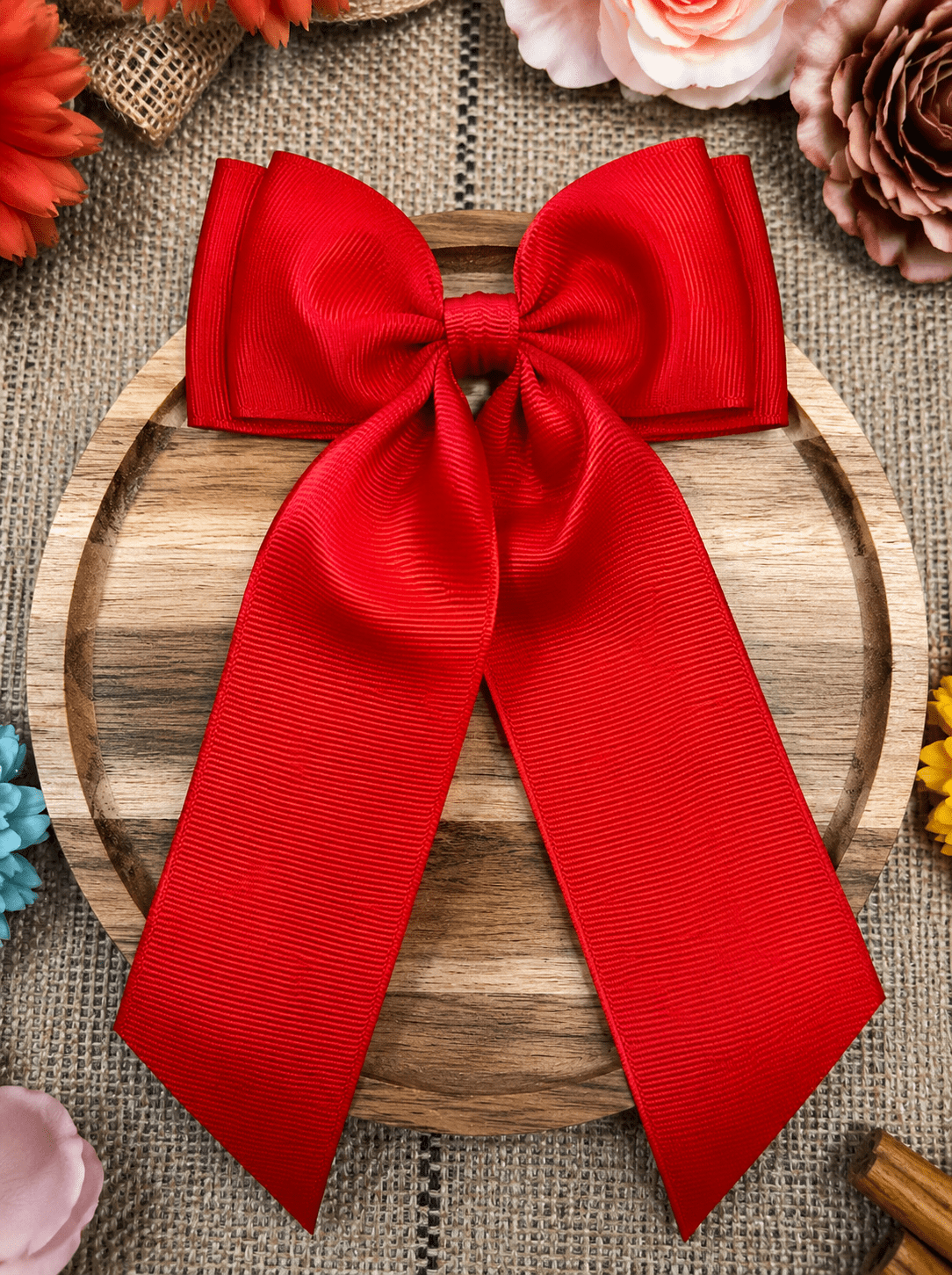 Double Looped Long Tail Boutique Hair Bow | Girls Grosgrain Hair Bow (9/8/26)