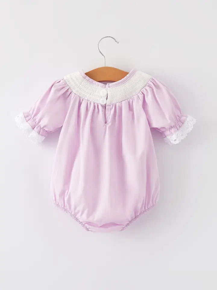 Purple Lace Cuff Easter Bunny Romper