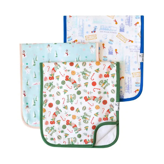 3 Pack Premium Burp Cloths - Christmas Classics