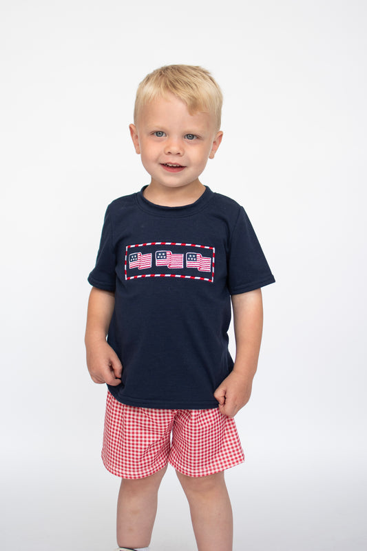 Navy Flag Embroidered Boy Set