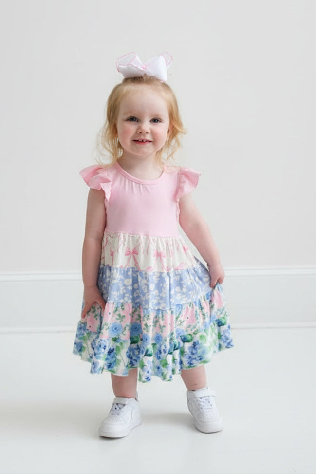 Pink Floral Tiered Spring Dress