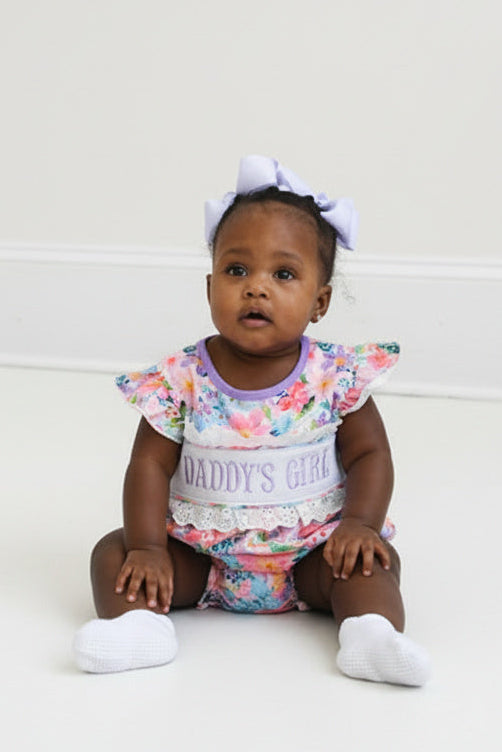 Purple Floral Daddy's Girl Bubble