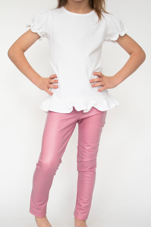 PINK FAUX LEATHER TODDLER and GIRLS LEGGINGS (DEAL)