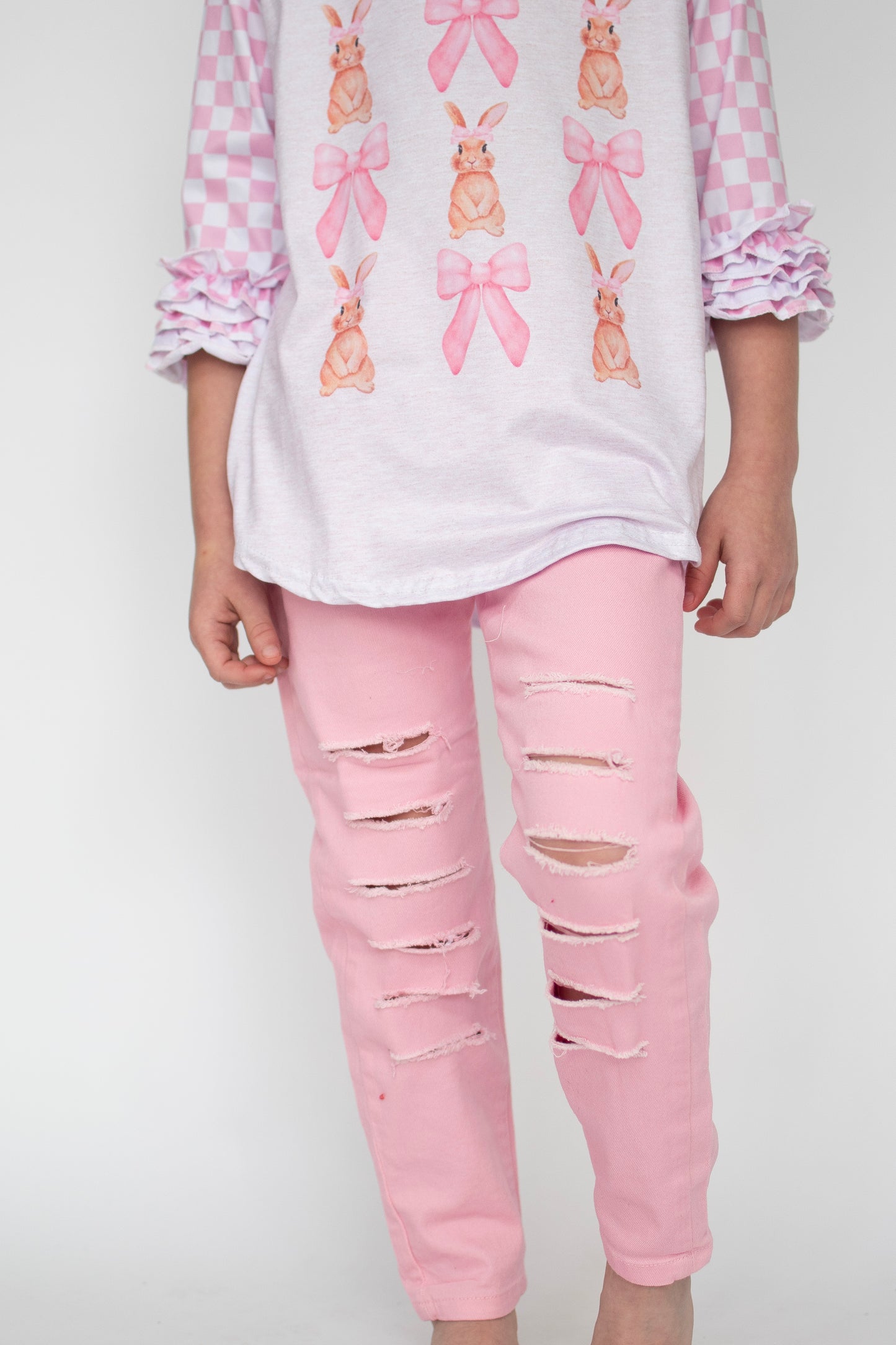 Light Pink Ripped Skinny Jeans