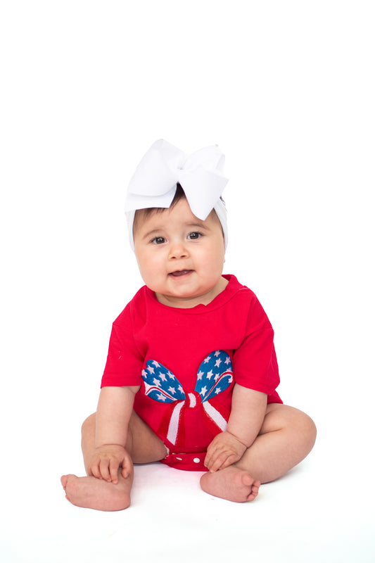 Red, White, and BOW! Patriotic Romper