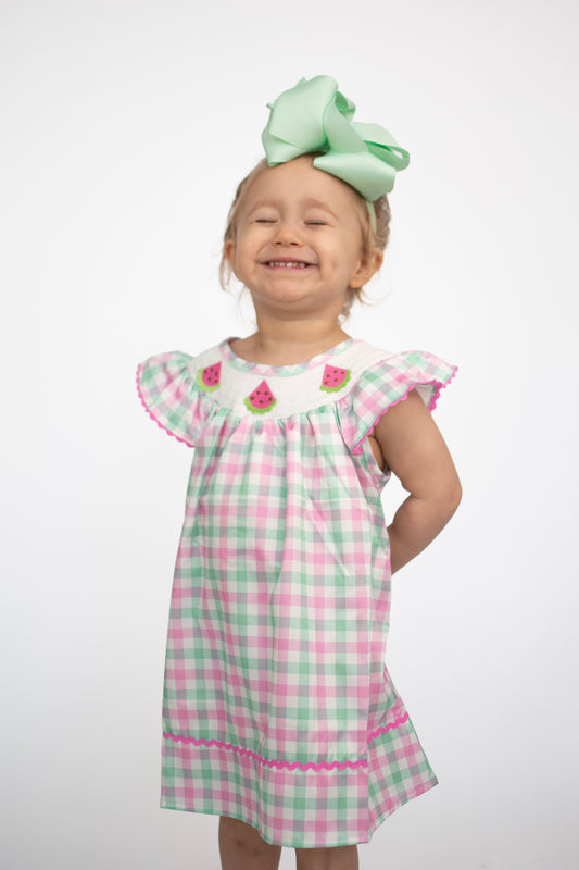 Watermelon Smocked Girl Dress