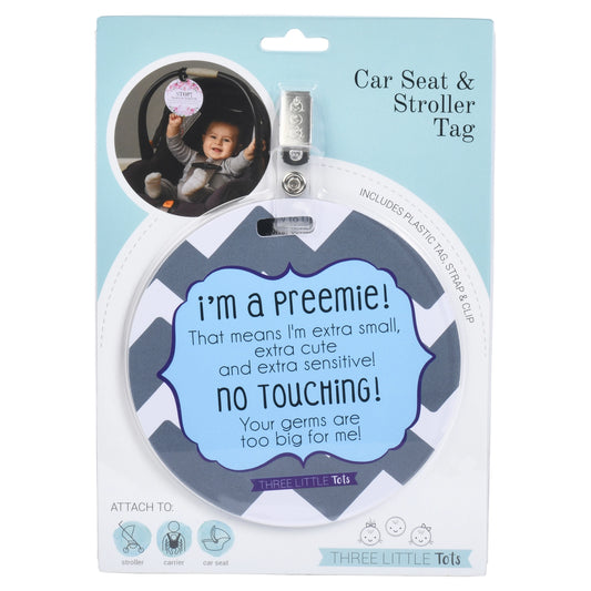 Blue Preemie No Touching and Stroller Tag